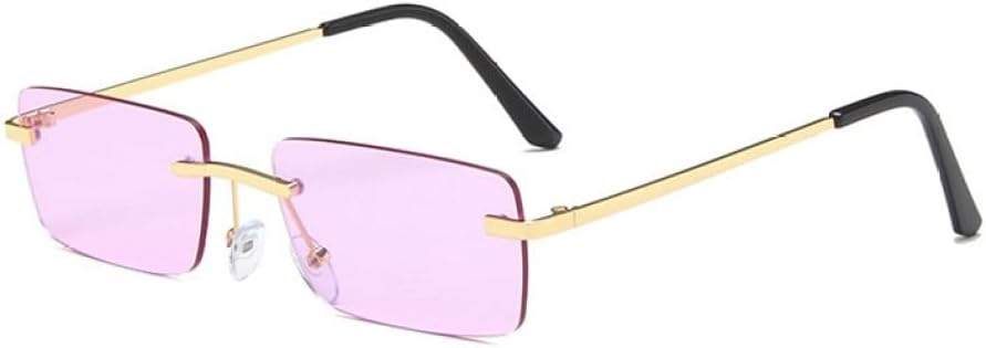 

Модные прямоугольные солнцезащитные очки для женщин и мужчин, без оправы, маленькие солнцезащитные очки, женские и мужские очки с защитой от УФ-излучения UV400 generic, Purple