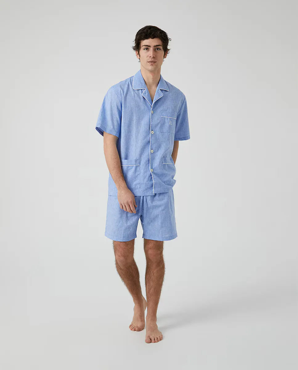 

Пижама мужская короткая из льна и хлопка Kiff-Kiff, синий