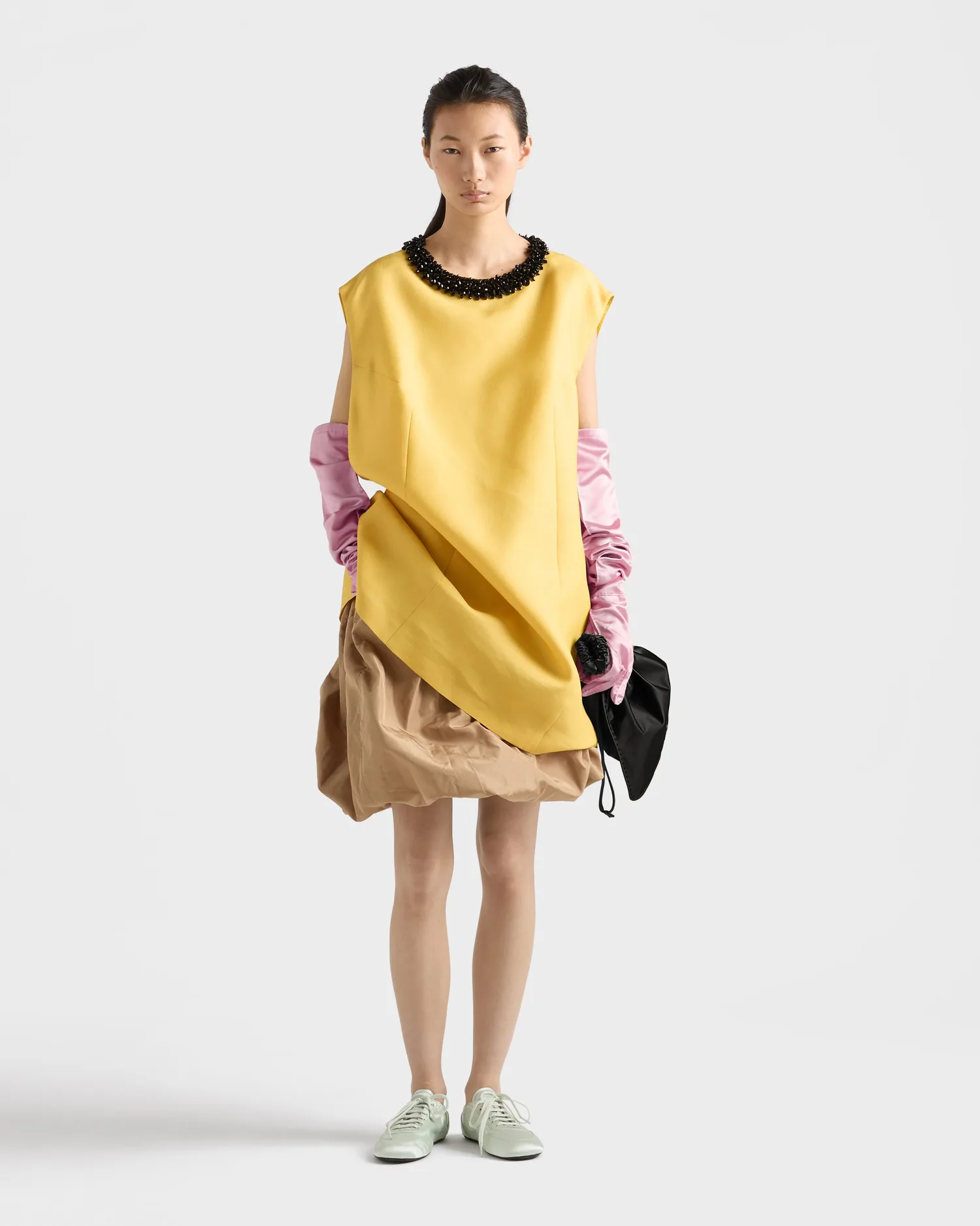 Юбка из технической тафты Prada, бежевый — фото 2