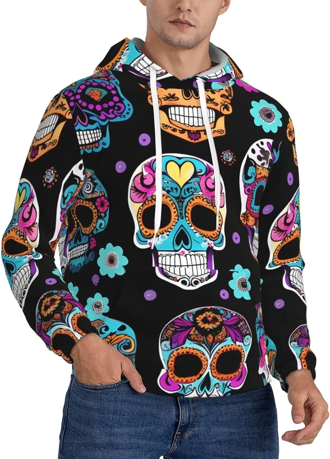 

Толстовка с капюшоном BaerK Men's Fleece с принтом Sugar Skull
