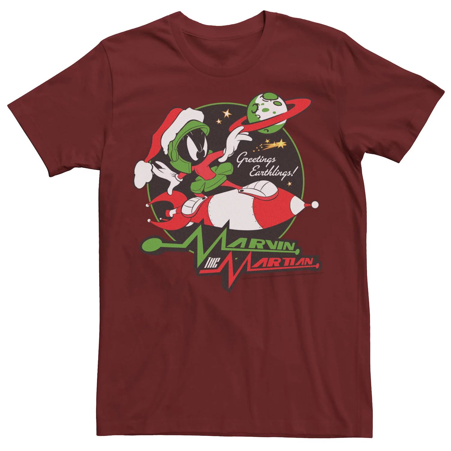 

Мужская футболка Looney Tunes Christmas Marvin The Martian Greetings Licensed Character