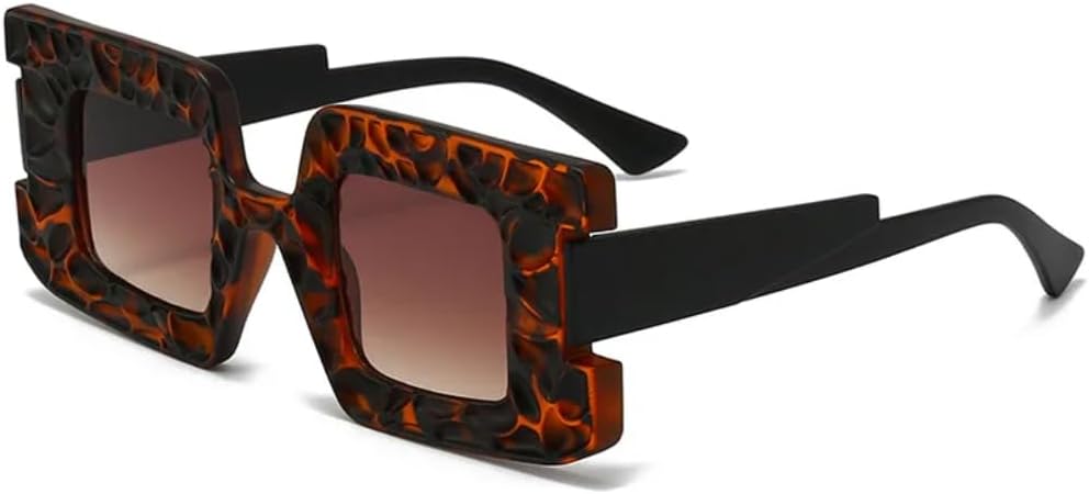 

Квадратные женские солнцезащитные очки в стиле стимпанк, вогнутая и выпуклая оправа, роскошные очки с защитой от УФ-излучения UV400, модные мужские очки UATXTAU, Leopard