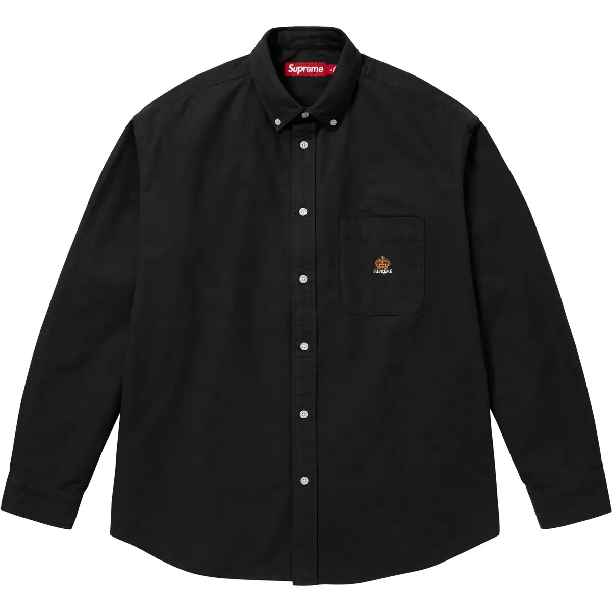 FW25 WEEK17 Свободная Фланелевая Оксфордская Рубашка Unisex Supreme, черный
