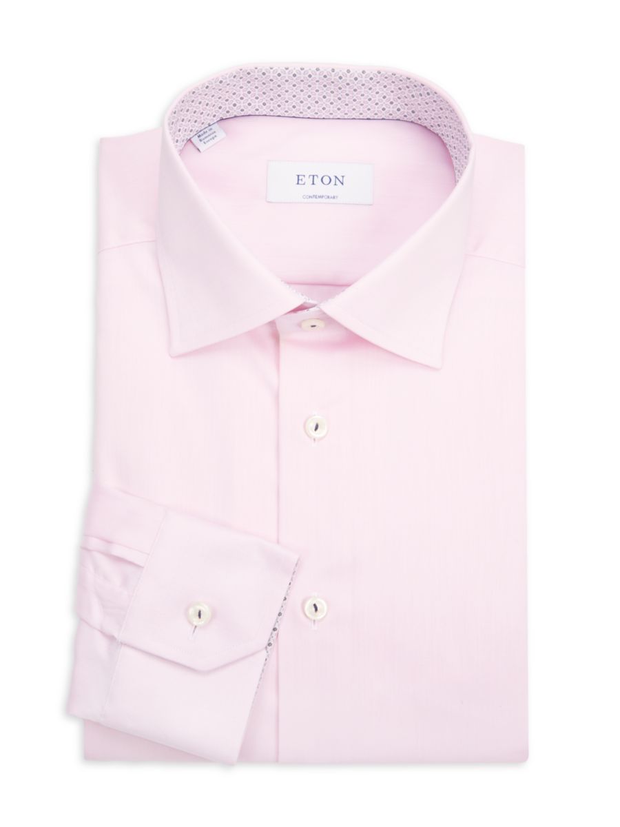 

Рубашка современного кроя из хлопка с контрастным воротником Eton, цвет Open Pink