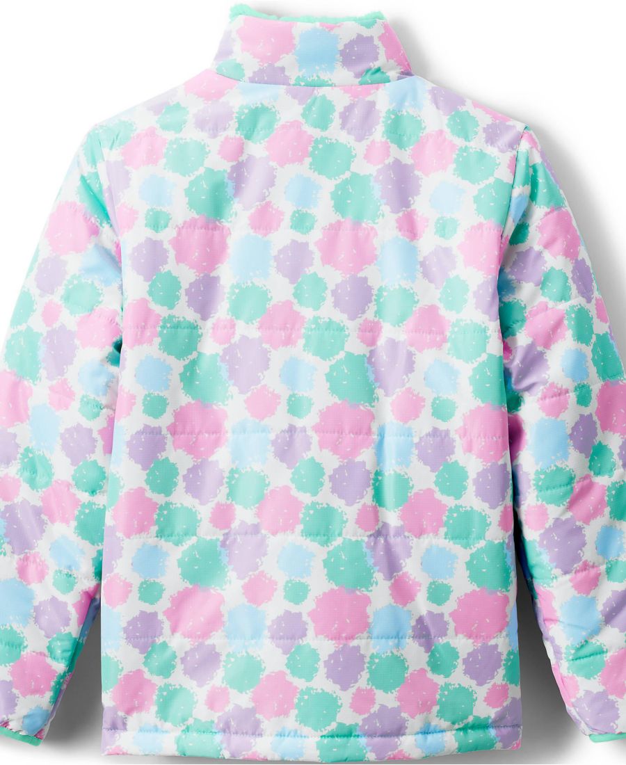 Двусторонняя флисовая пуховая куртка для девочек Lands' End, Light turquoise tie dye play — фото 2