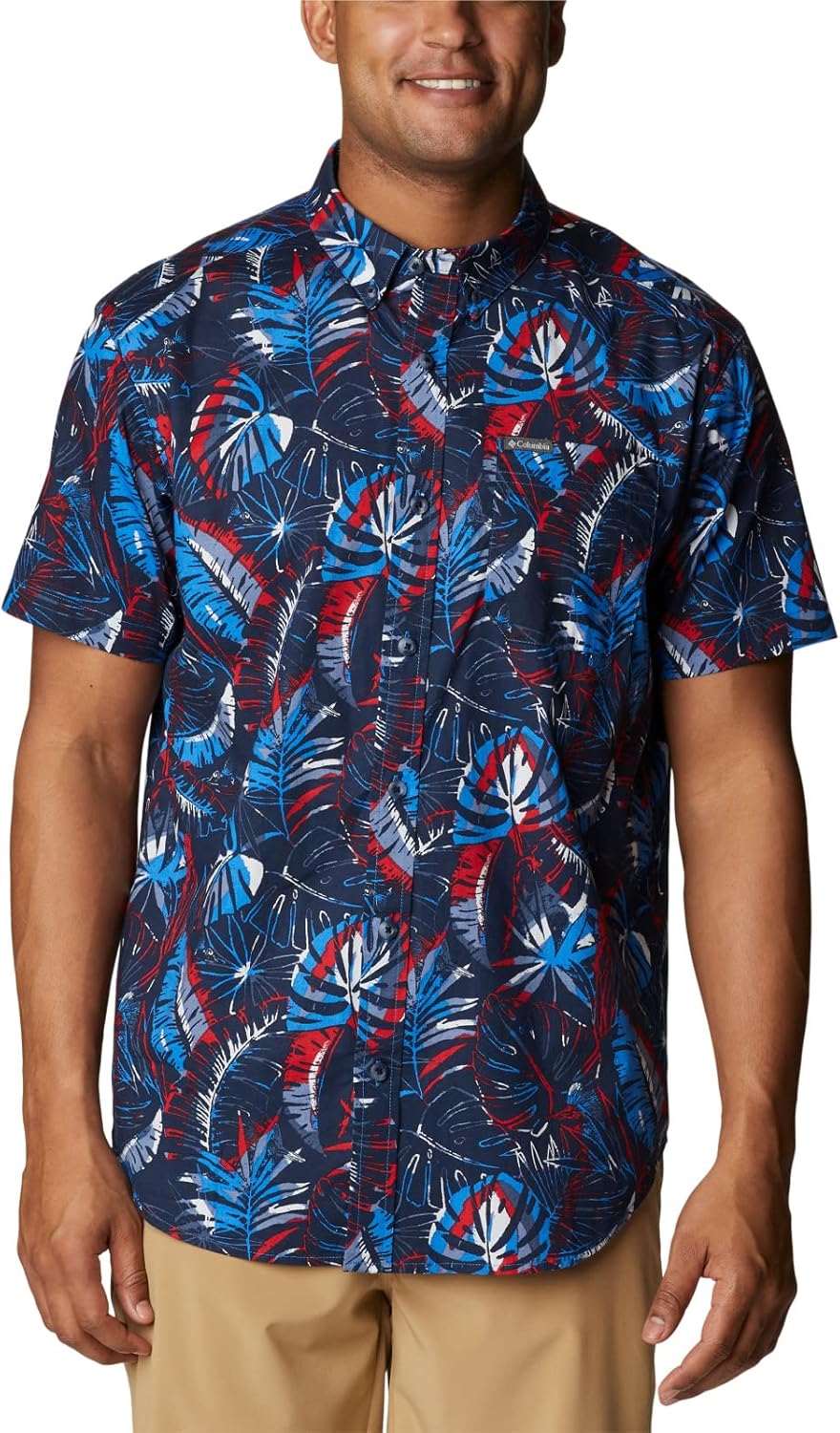 

Мужская рубашка Columbia Rapid Rivers с коротким рукавом и принтом, Bright Indigo King Palms Multi