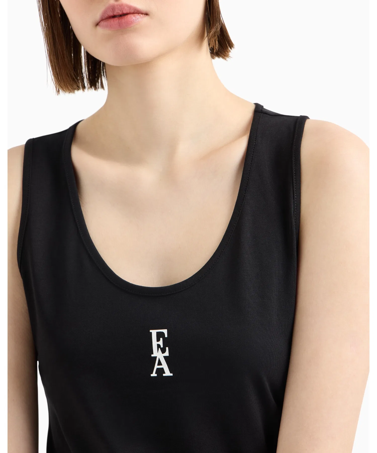【Emporio Armani】Топ из эластичного хлопкового трикотажа с логотипом — фото 3