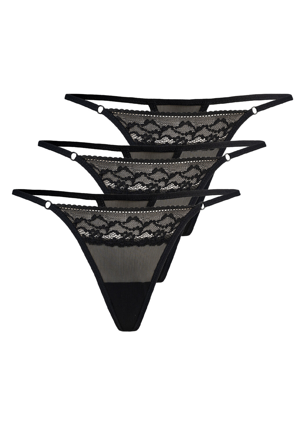 

Стринги Teyli 3 шт: Damen Tanga mit floraler Spitze Errori, черный