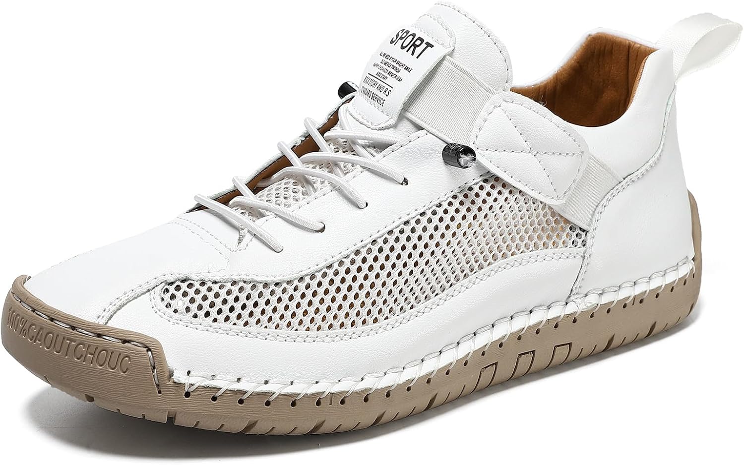 

Дышащие повседневные кожаные туфли для мужчин и женщин, легкие сетчатые кроссовки с перфорированным дизайном, удобная обувь для ежедневных прогулок на улице Azttoztto, белый