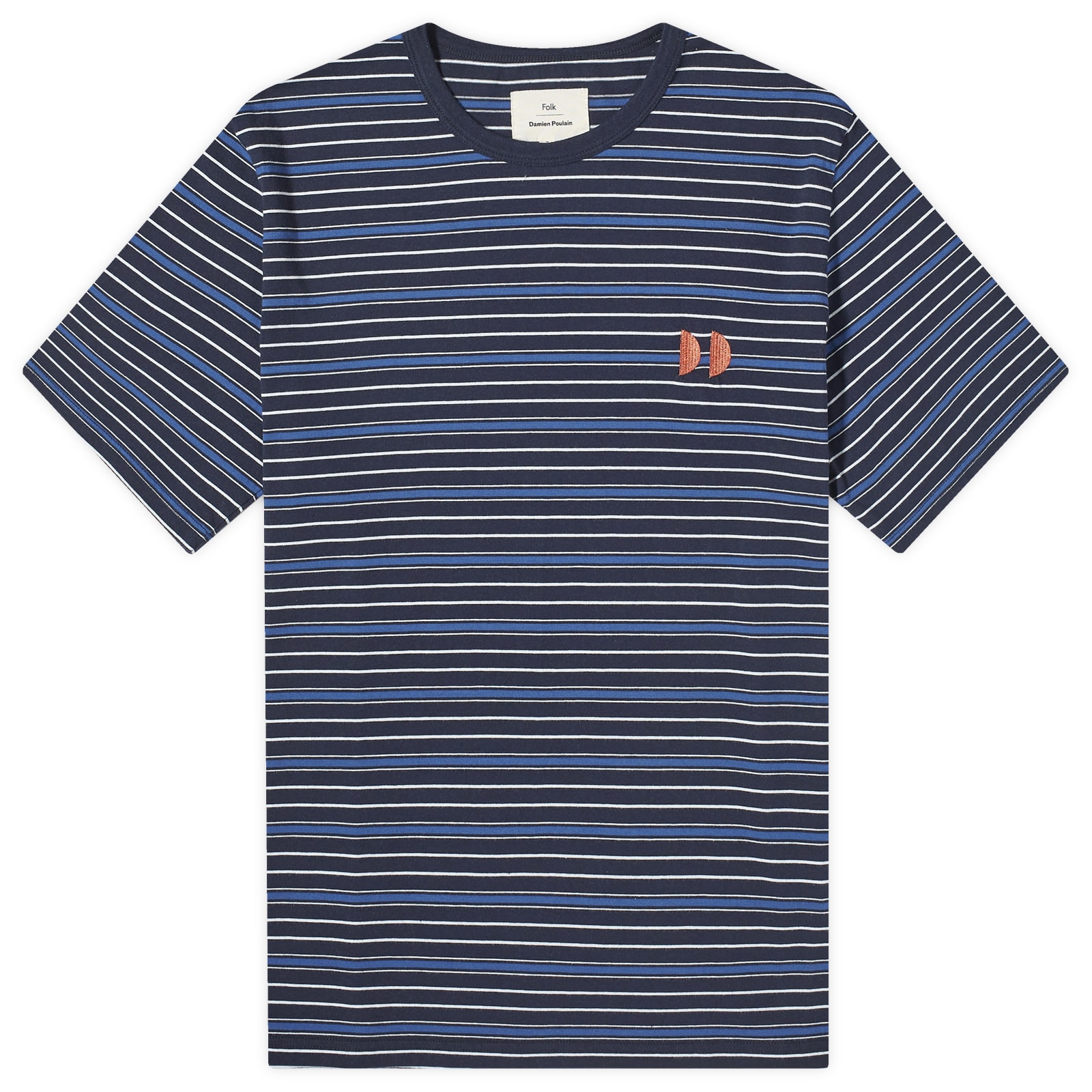 

Футболка Folk Damien Poulain Multistripe T-Shirt, цвет Navy Moon Dp