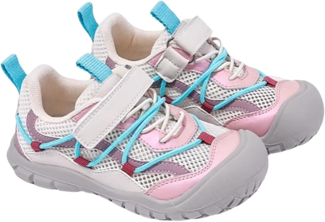 

Детские спортивные кроссовки, фиолетово-розовые, дышащие беговые туфли из сетки с ремешком, противоскользящая резиновая подошва Generic