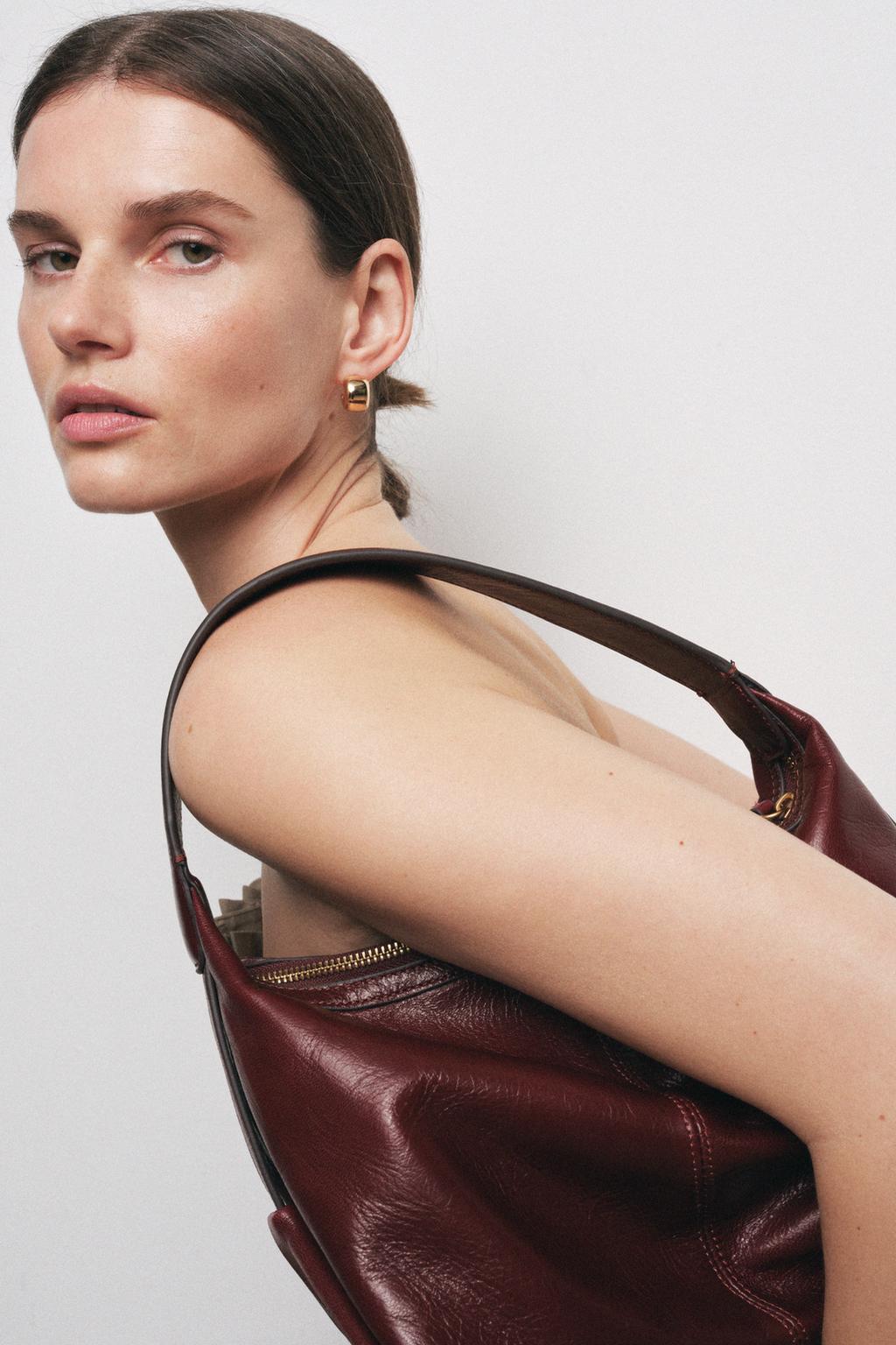 

Кожаная сумка через плечо ZARA, цвет Burgundy Red, Красный, Кожаная сумка через плечо ZARA, цвет Burgundy Red