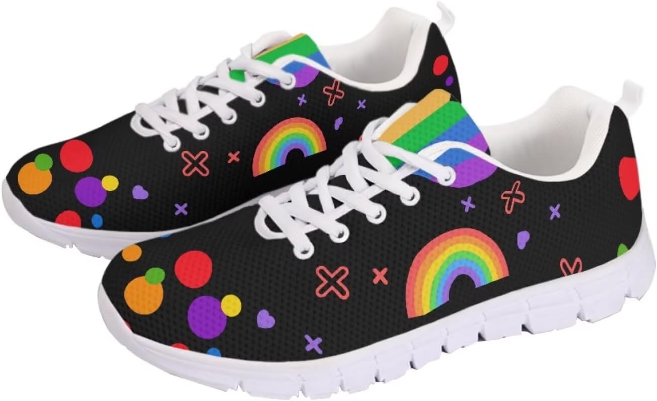 

Кроссовки для взрослых девушек, дышащие теннисные кроссовки, беговая обувь, уличная обувь, спортивные кроссовки для женщин и мужчин Getelinseng, Rainbow Polka Dot