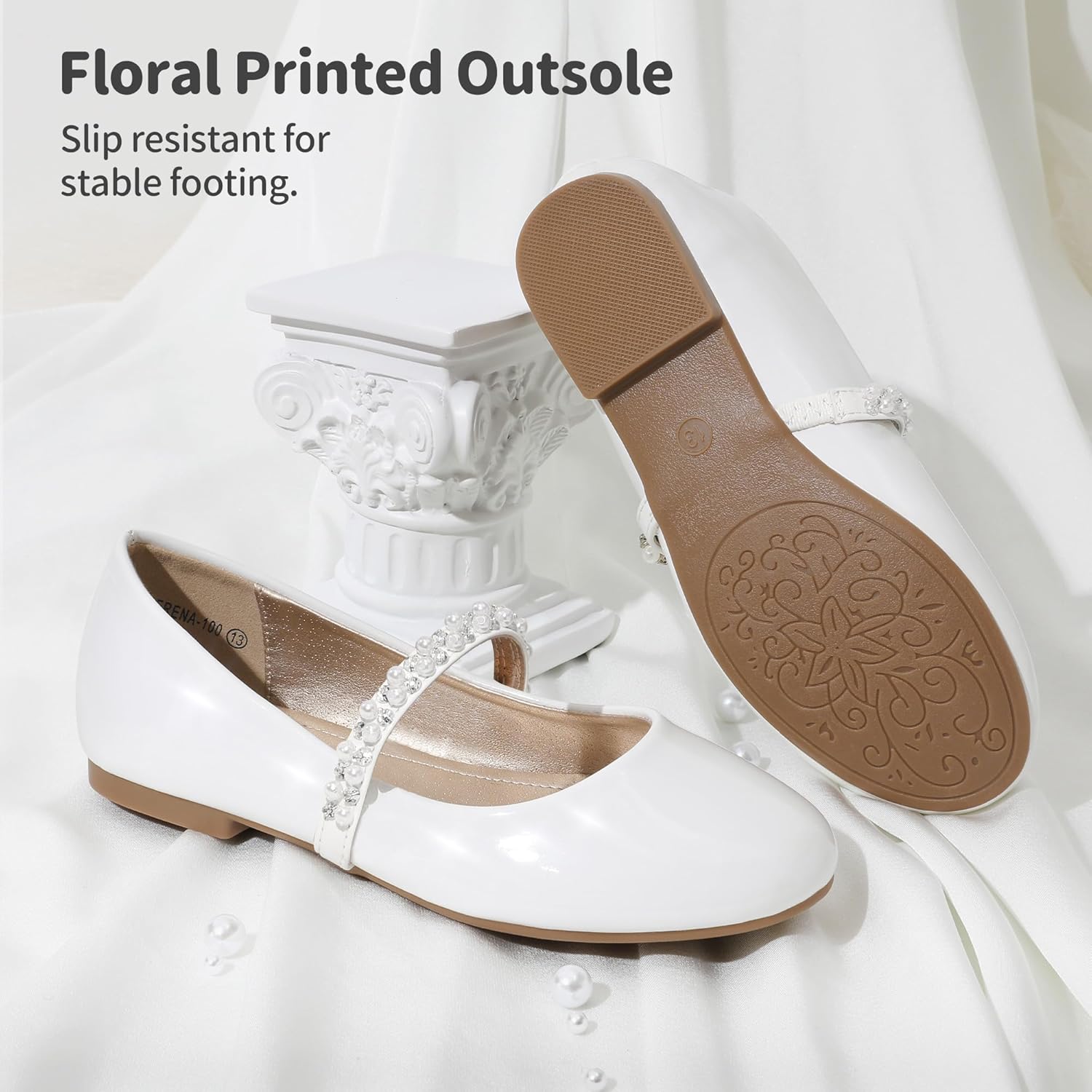 Туфли для девочек DREAM PAIRS Mary Jane Ballerina Flats для свадьбы, вечеринок (малыши/маленькие дети/старшие дети), белый — фото 4