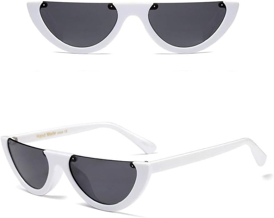 

Солнцезащитные очки Half Moon Slim Sunnies для женщин в стиле ретро-винтаж, розовые линзы, оправа «кошачий глаз», солнцезащитные очки для девочек LXLHWN, C9 White Gray