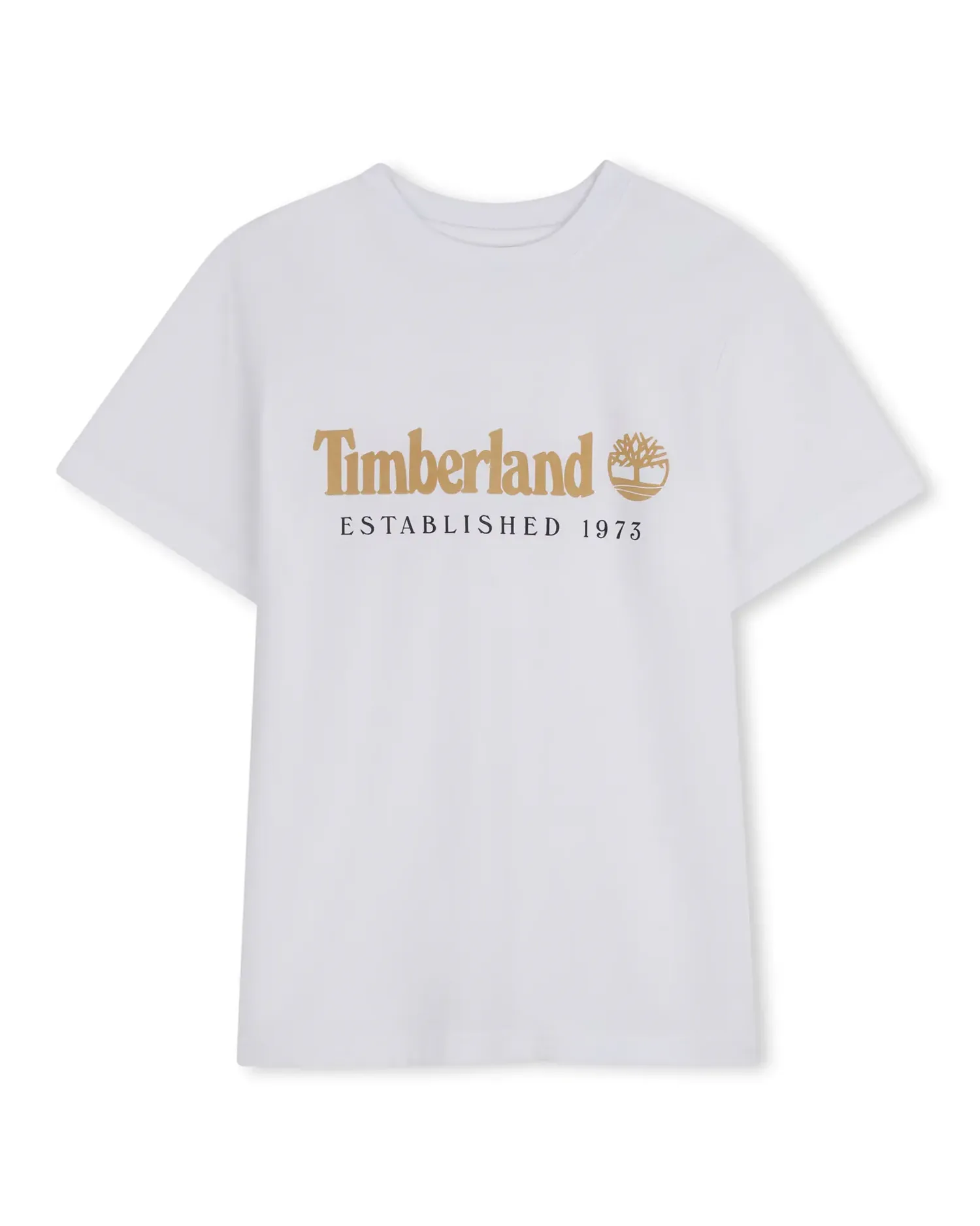 Детская футболка с французским рукавом с рисунком спереди из хлопка Timberland, белый