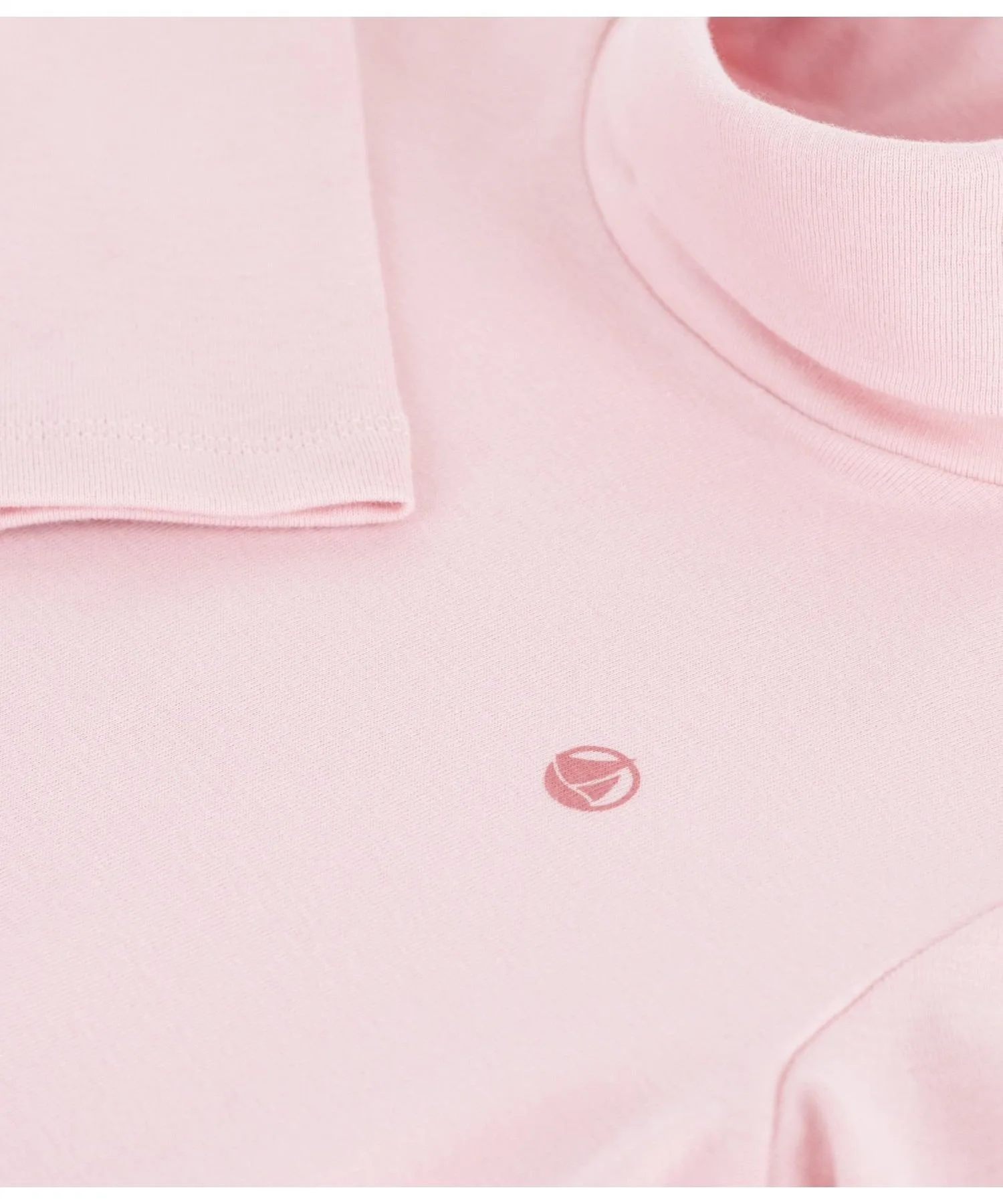 Футболка с длинными рукавами и высоким воротником PETIT BATEAU, Light Pink — фото 3