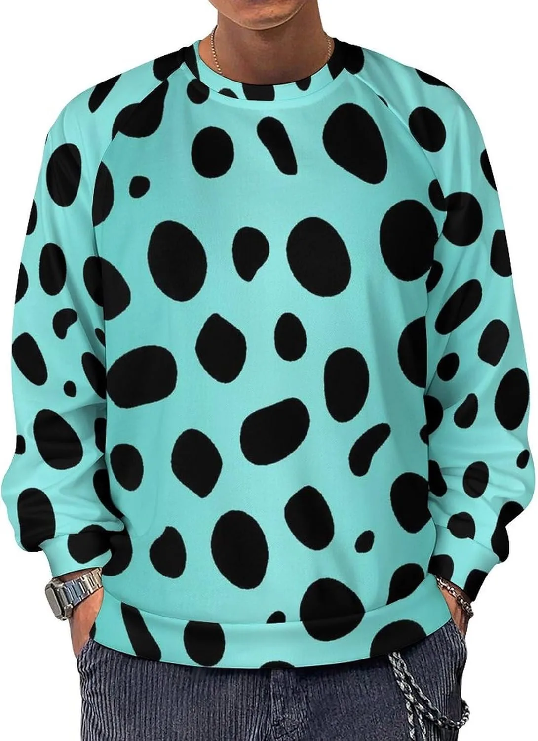 

Бирюзовый леопардовый мужской свитшот с длинным рукавом Bulcli