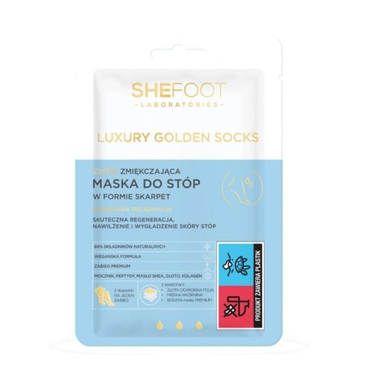 

Золотая смягчающая маска для ног в виде носков, 1 пара Shefoot Luxury Golden Socks, Inna marka