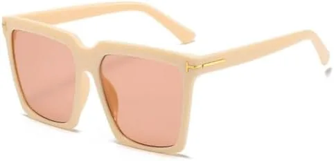 

Винтажные квадратные солнцезащитные очки для женщин, увеличенного размера, черные, с градиентным переходом, защита от ультрафиолета UV400 MTZJH, Yellow-tea