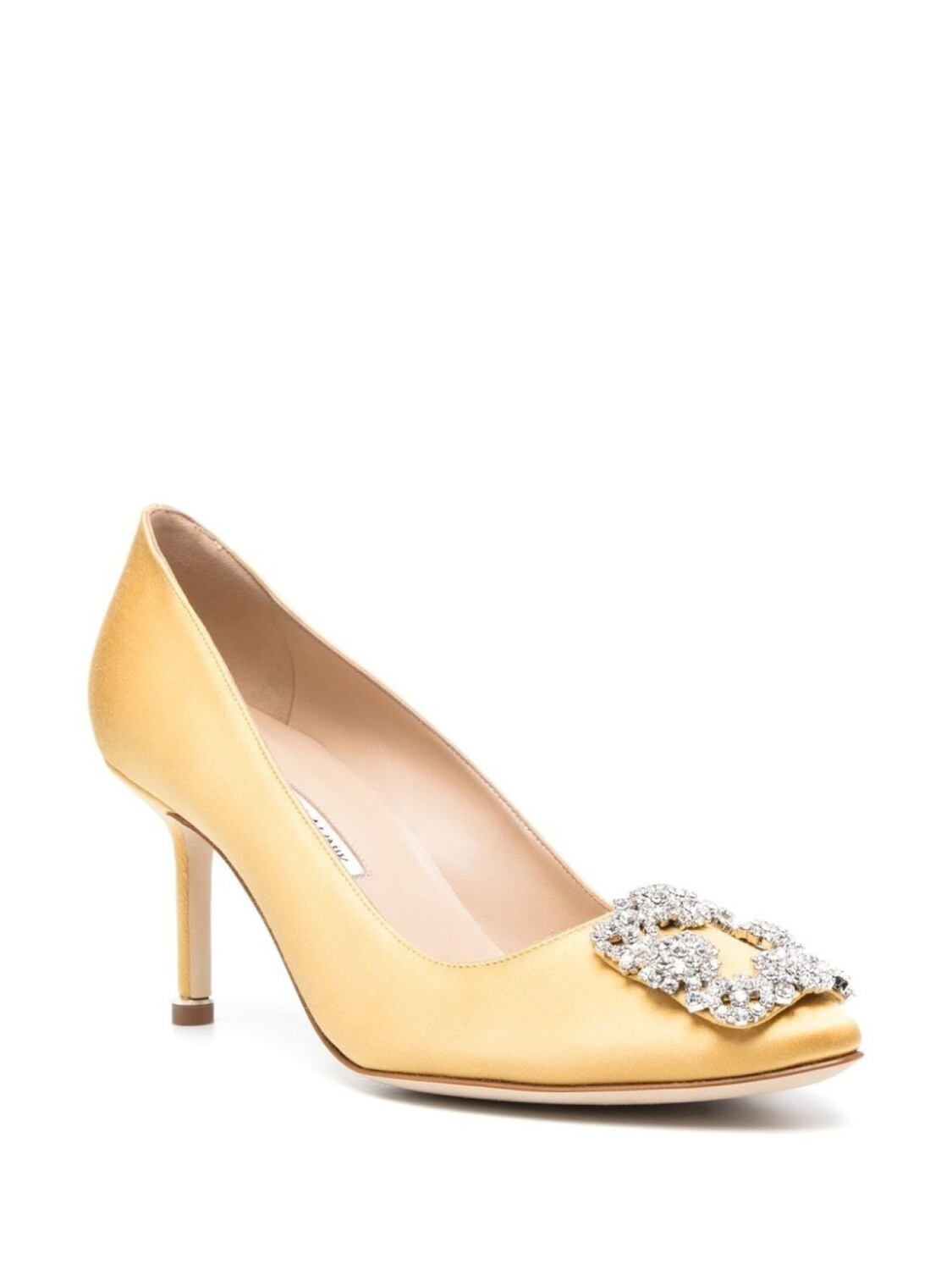Manolo Blahnik туфли-лодочки Hangisi 70 с кристаллами, желтый — фото 2