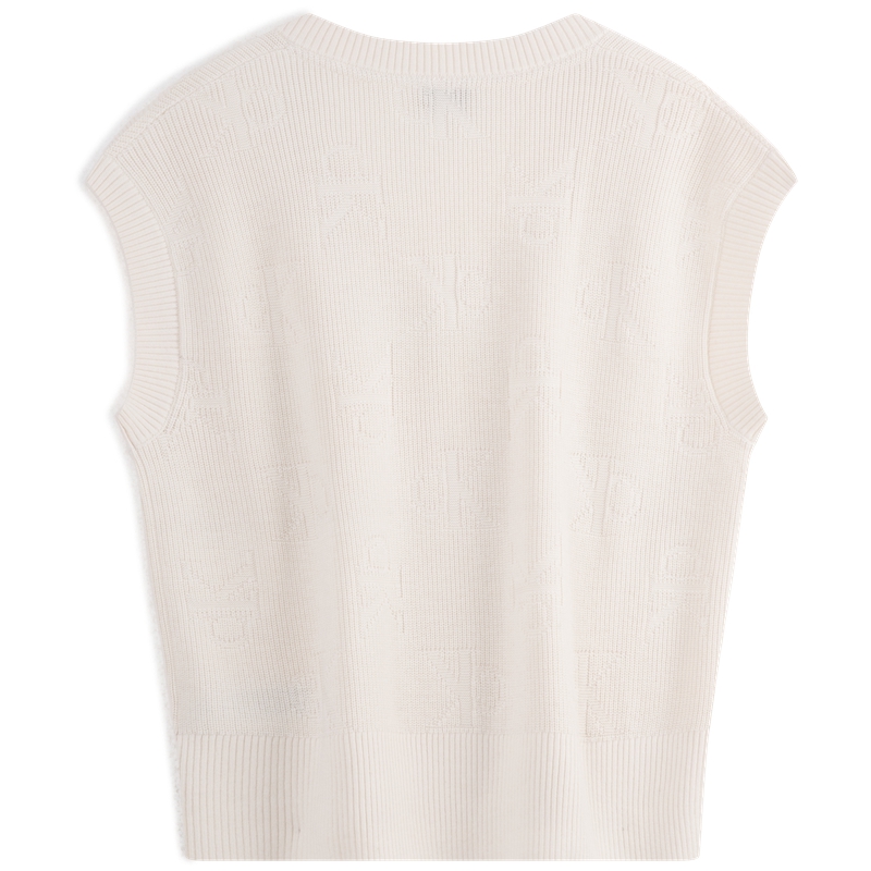 Calvin Klein Женская жилетка из коровьей кожи цвета айвори, YBI-Ivory — фото 4