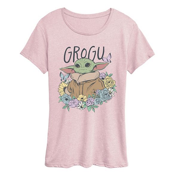 

Женская футболка с цветочным принтом The Mandalorian Grogu Star Wars, Heather Pink, Розовый, Женская футболка с цветочным принтом The Mandalorian Grogu Star Wars, Heather Pink