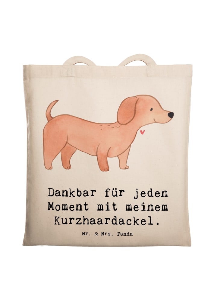 

Mr. & Mrs. Panda Сумка для покупок с изображением таксы, короткошерстная такса, момент с... в кремовом цвете