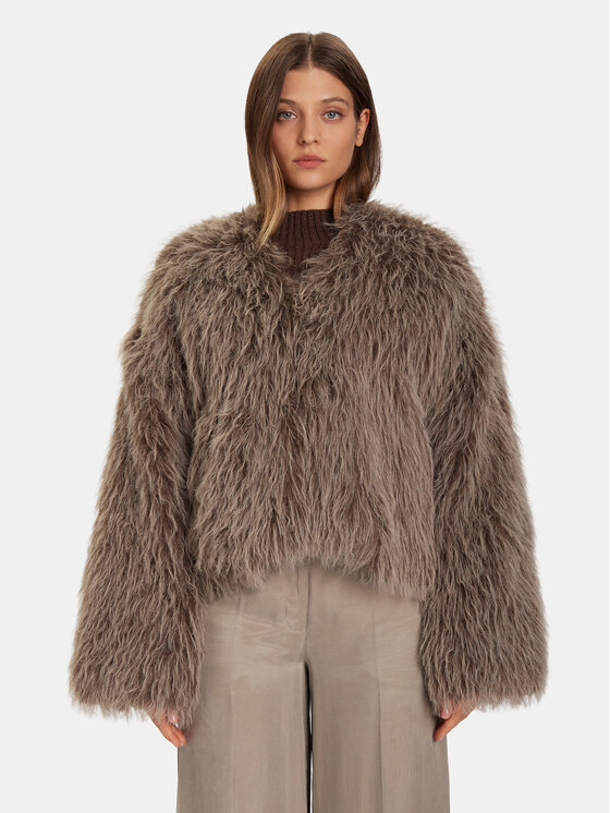 

Меховое пальто regular fit Grigio Fango EFW250306 Eleh, коричневый