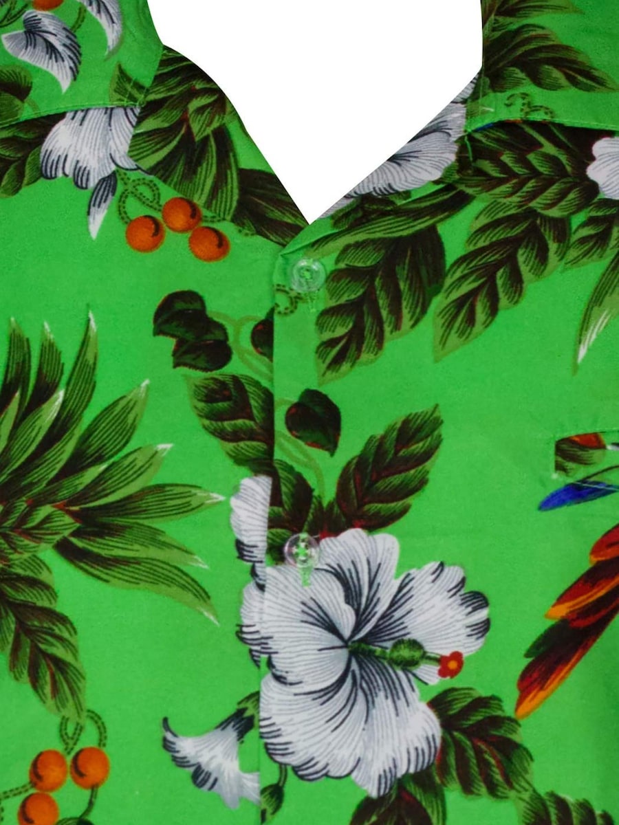 Рубашка на пуговицах классического кроя King Kameha Cherryparrot, зеленый — фото 3