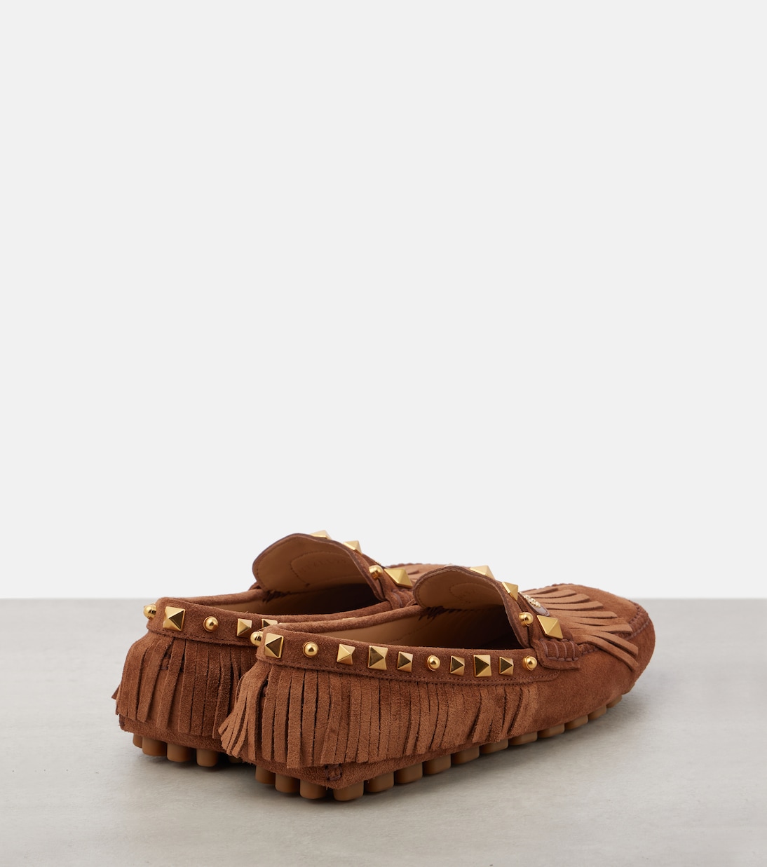 Замшевые туфли для вождения Plaster Caster VLogo Valentino Garavani, Copper Brown — фото 2