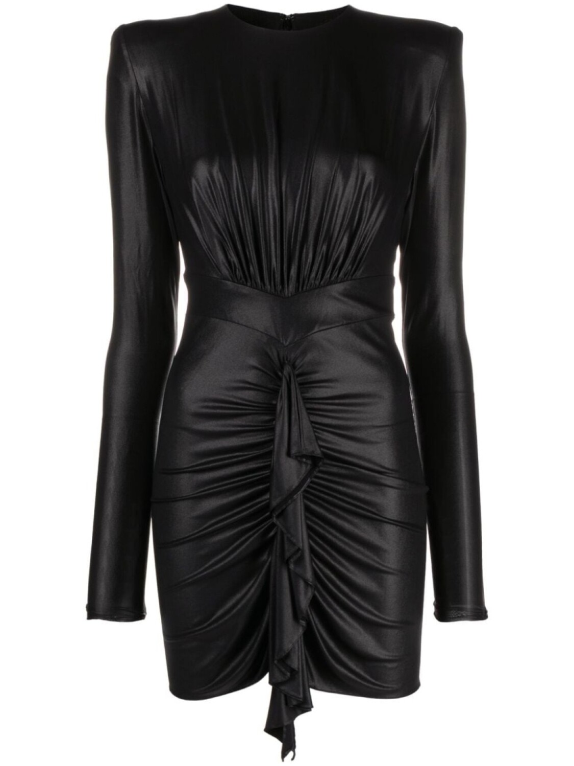 

Мини-платье из атласного трикотажа со сборками Alexandre Vauthier, черный