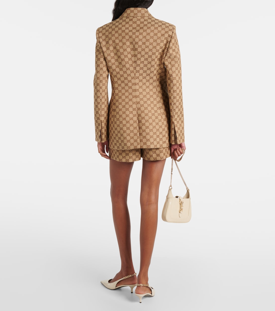 Двубортный блейзер GG Canvas Gucci, Camel/Ebony — фото 3