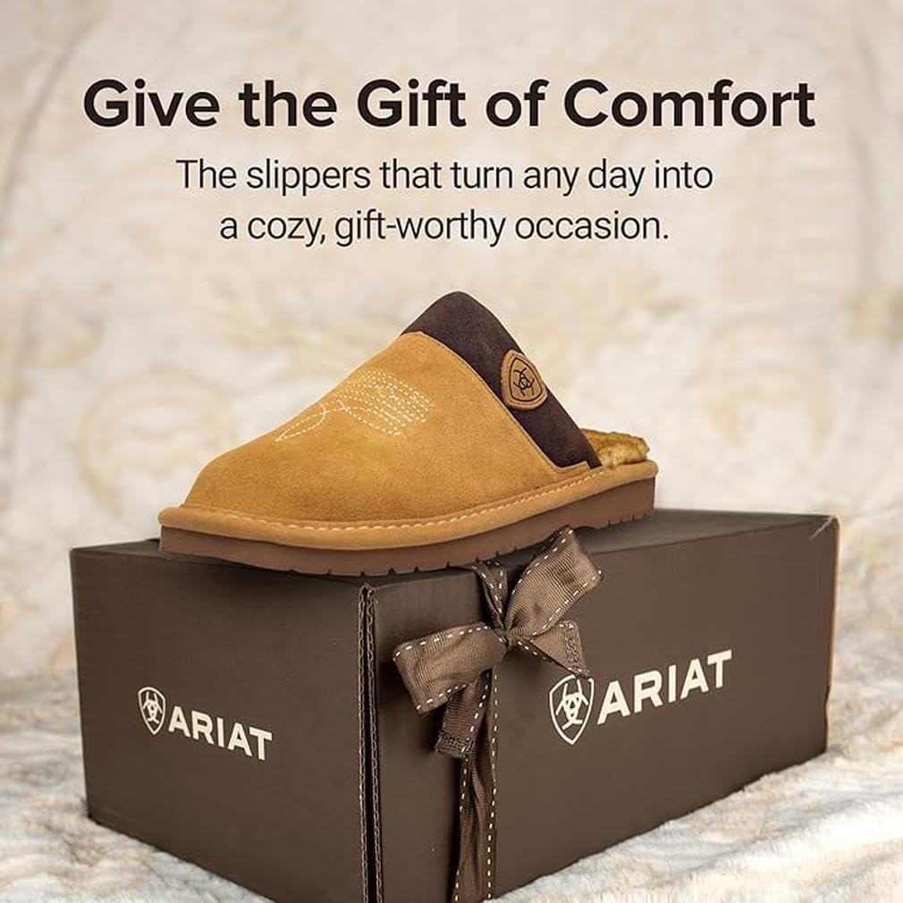 Мужские тапочки ARIAT 2842 Silversmith, и домашние, вестерн, замшевые, с поролоновой стелькой и квадратным носком, шоколадный — фото 4