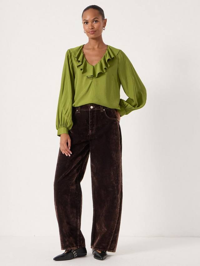 

Топ с воротником-рюшем HUSH, Light Olive Green