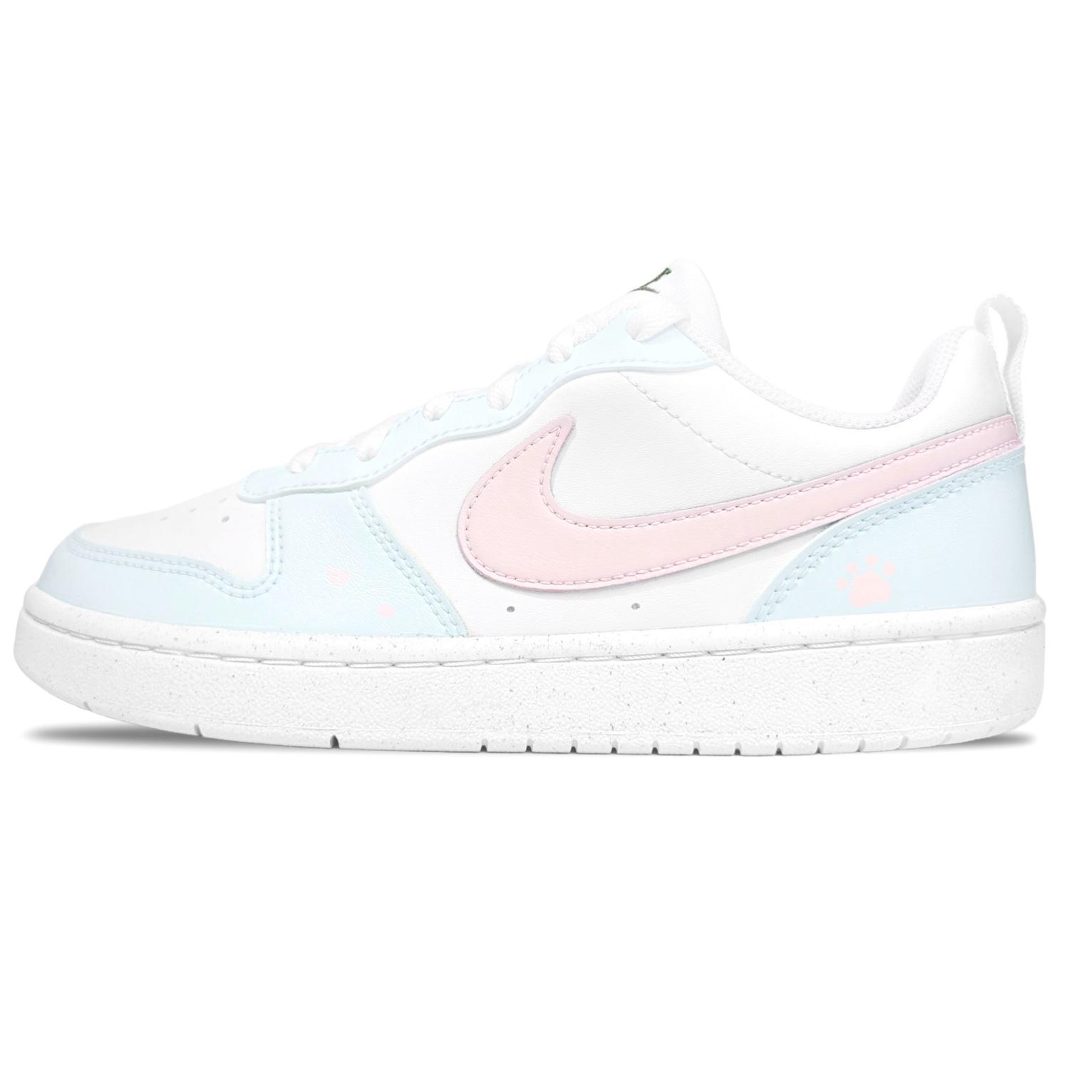 

Nike Кроссовки Court Borough Sea Salt Rose Abrasion Resistant Cushioning Breathable Low top Skateboard Shoes Light Blue Kids'