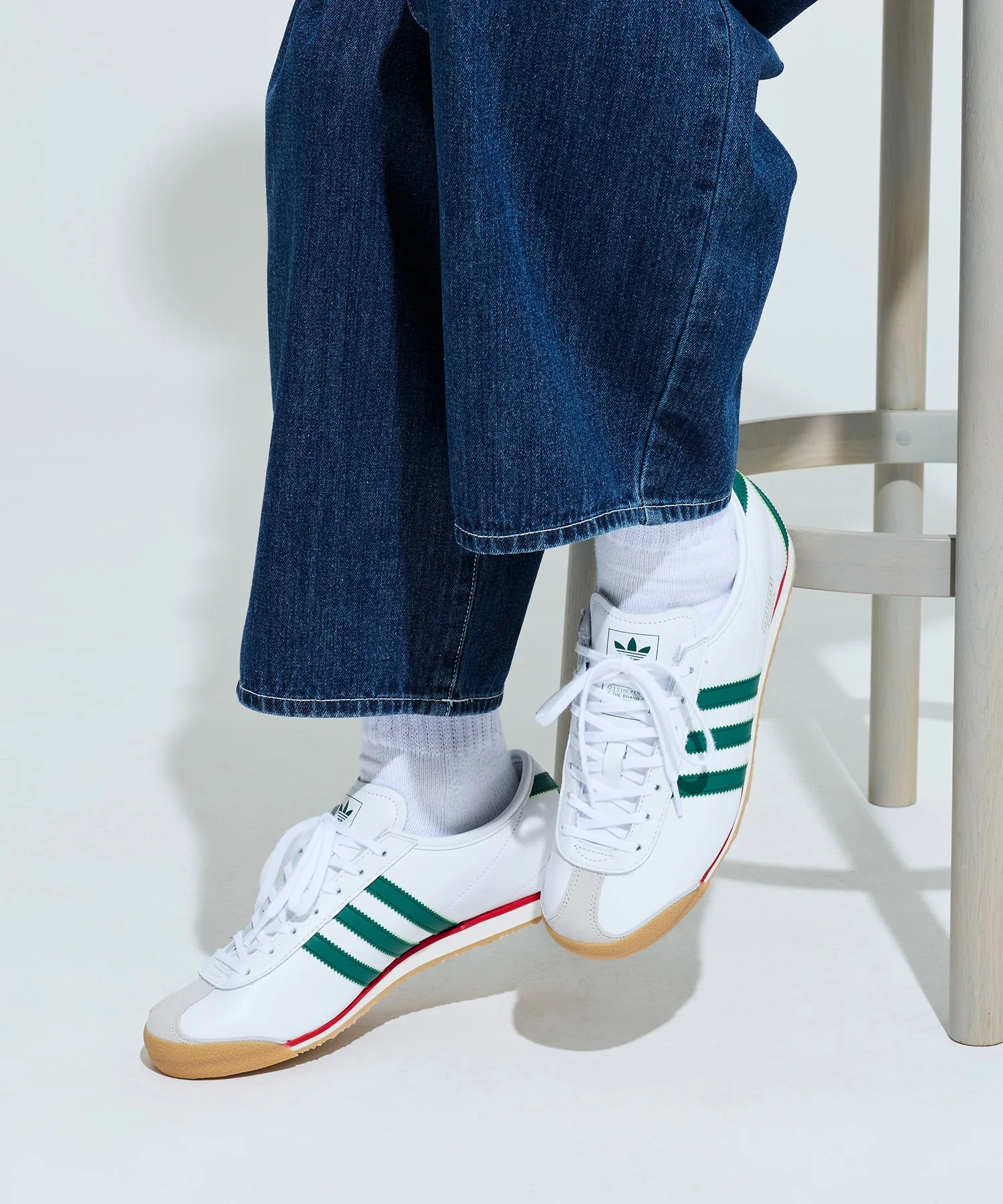 Кроссовки из натуральной кожи Italia 70s adidas Originals белые с зеленым — фото 2