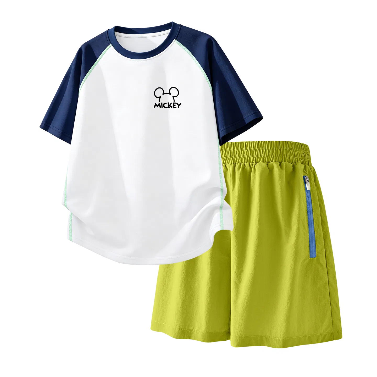 Детский спортивный костюм Casual Sportswear 2 Piece Set Disney, Thick Board H Line K Hidden White+Solid Color Deep Sea Blue — фото 4