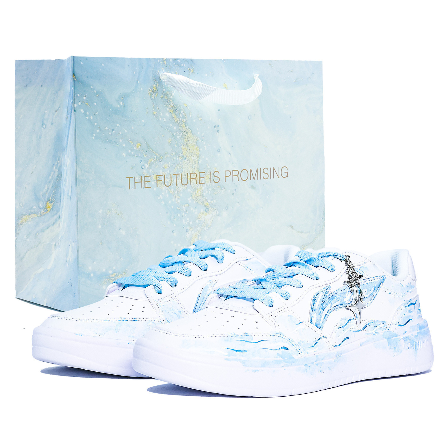 

Li-Ning Li Ning Sycee Cushioning Abrasion Resistant Lightweight Low top Skateboard Shoes Unisex White Blue