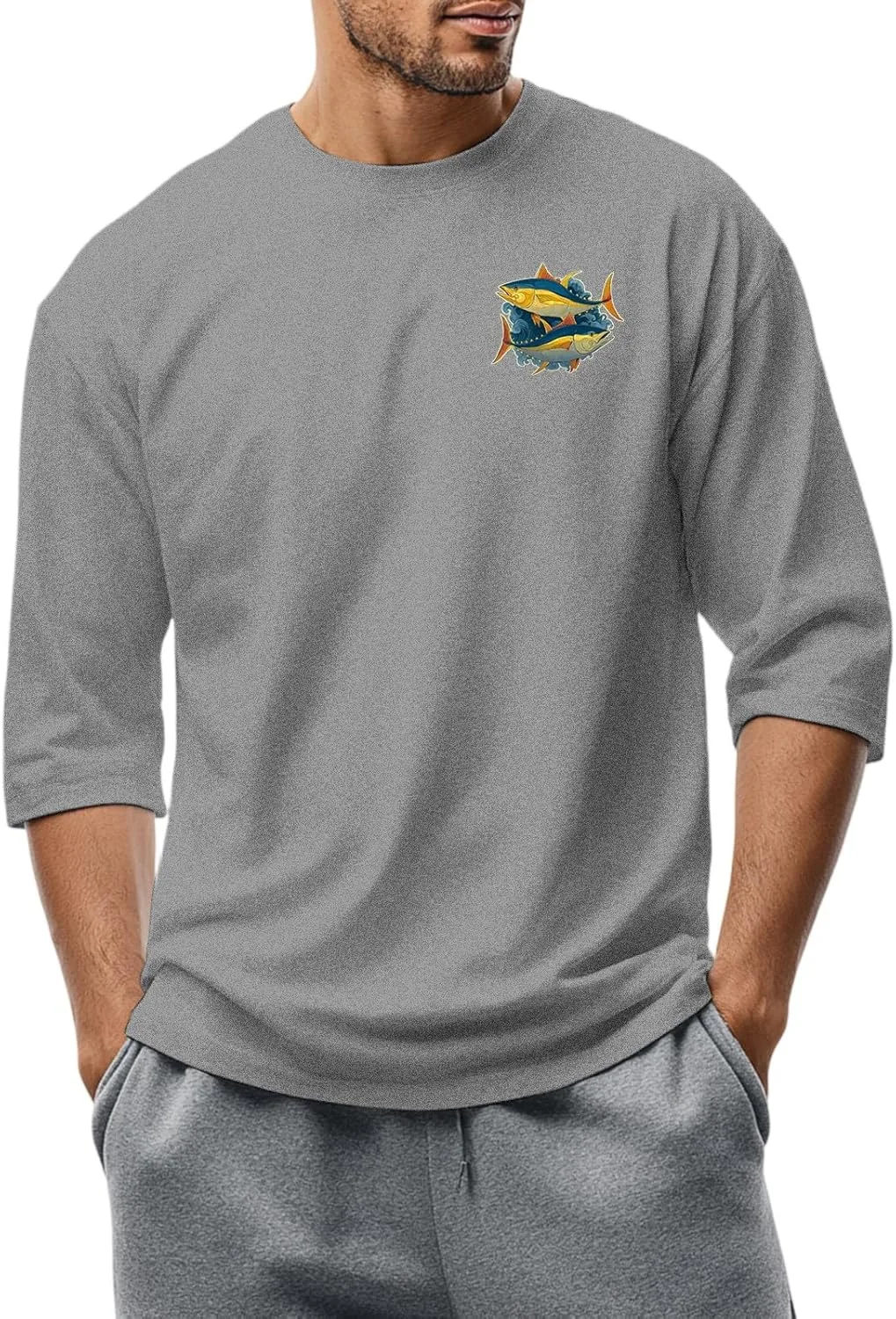 

WENKOMG1 мужская футболка с принтом, 3/4 рукава, S-3XL