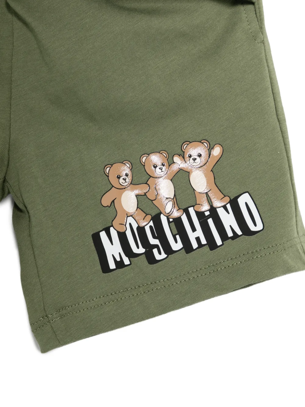 Комплект с шортами и принтом медведя Moschino Kids, зеленый — фото 3