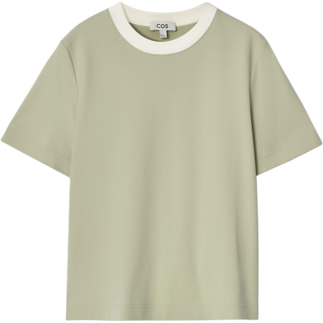 

COS Футболка Regular женская Green/Beige, Зеленый, COS Футболка Regular женская Green/Beige