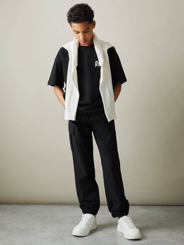 Детские спортивные брюки Lucian с карманами-карго Reiss, Black — фото 2