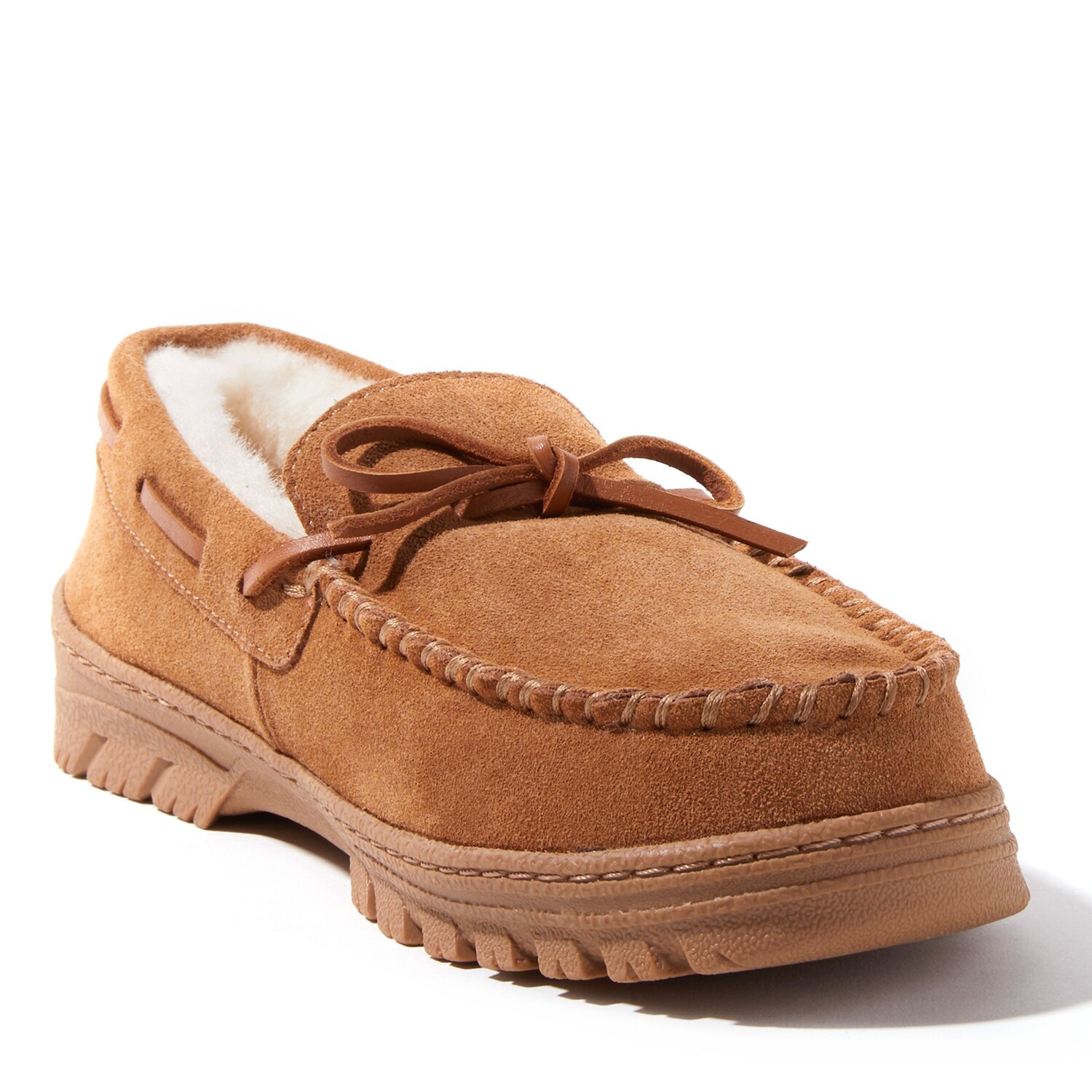 

Мужские мокасины EZ Feet из натуральной замши и шерсти Dearfoams, цвет Chestnut