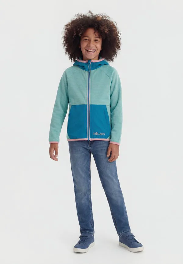 Флисовая куртка унисекс holmedal Trollkids, Aqua Haze/Harbor Blue