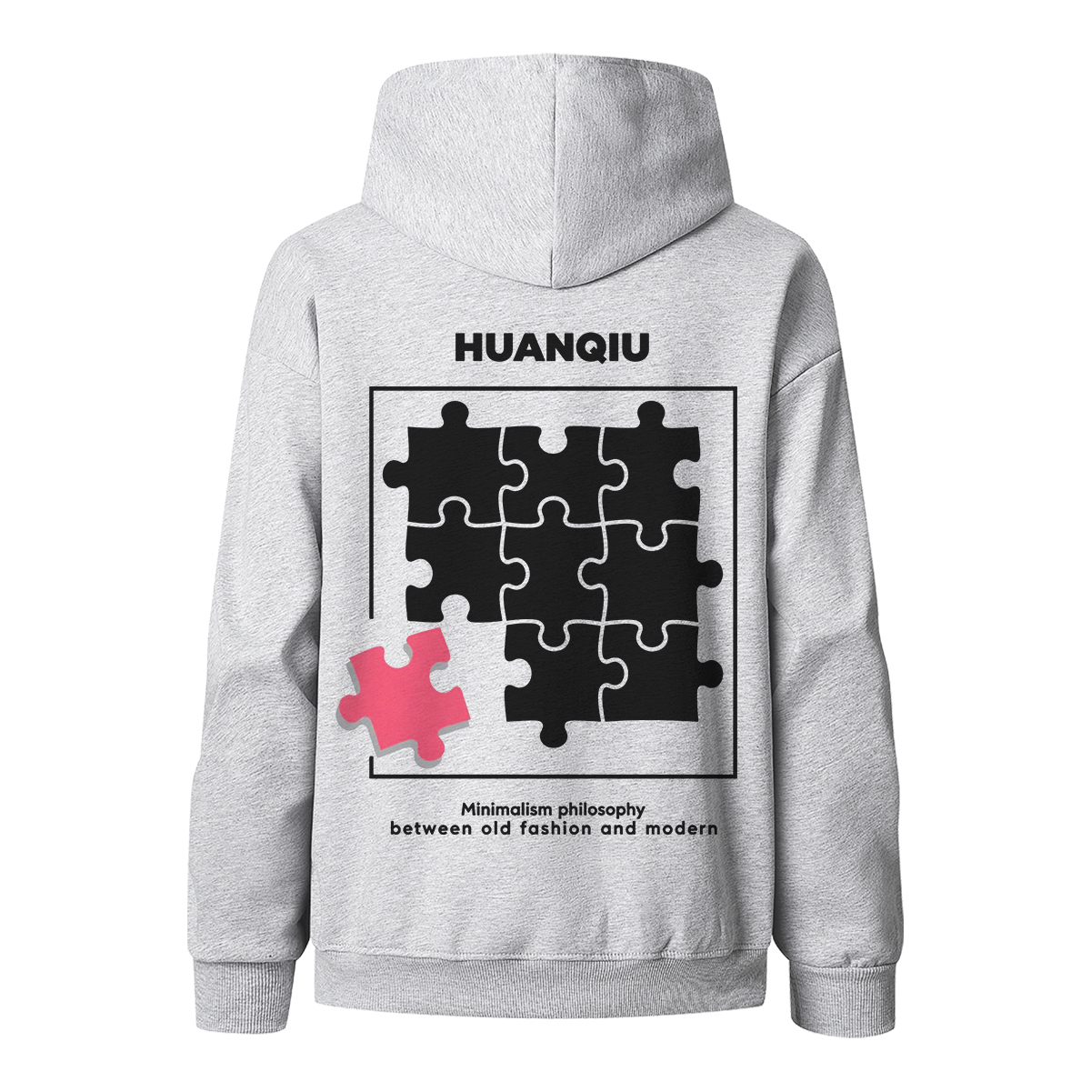 

Толстовка Unisex Hooded Moderate Heavyweight HUANQIU, белый heather серый