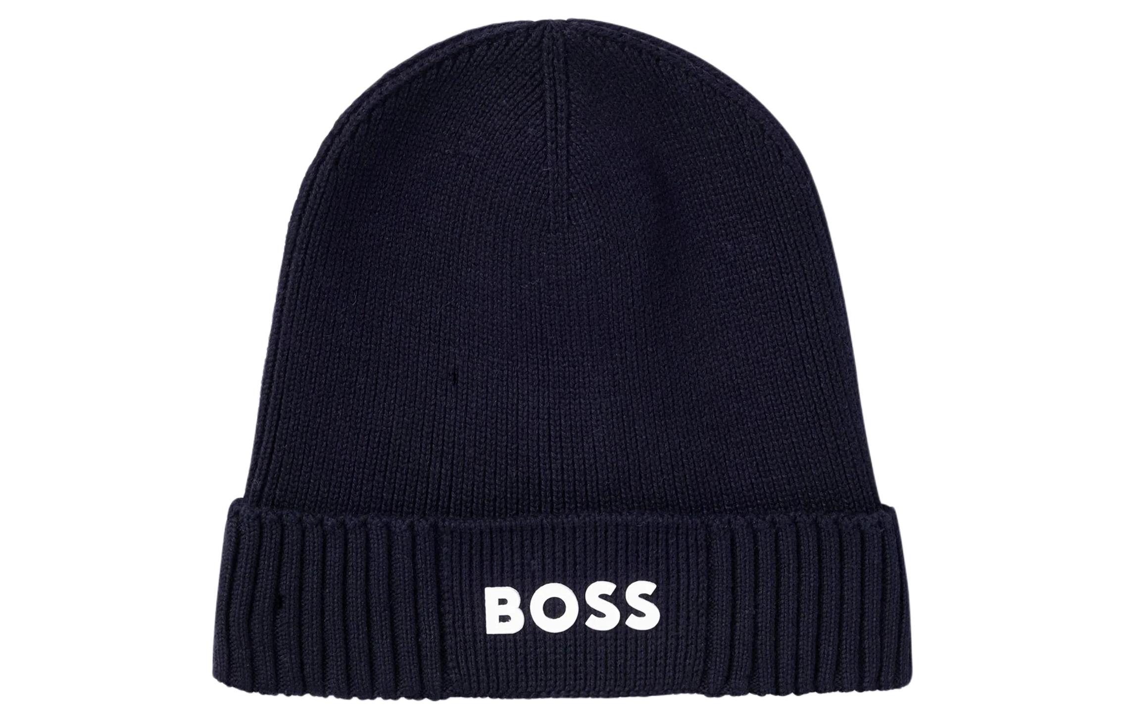

HUGO BOSS Мужская шапка из хлопка и шерсти, темно-синяя