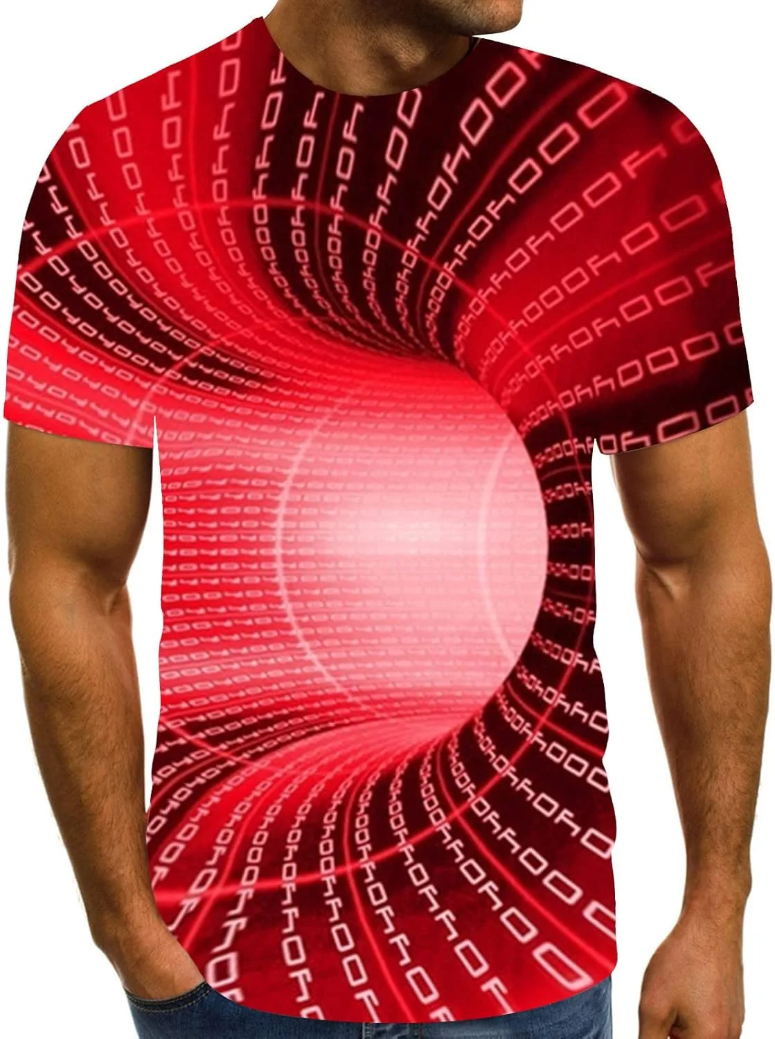 

Футболка с длинным рукавом для мужчин, геометрический принт, лодочный вырез