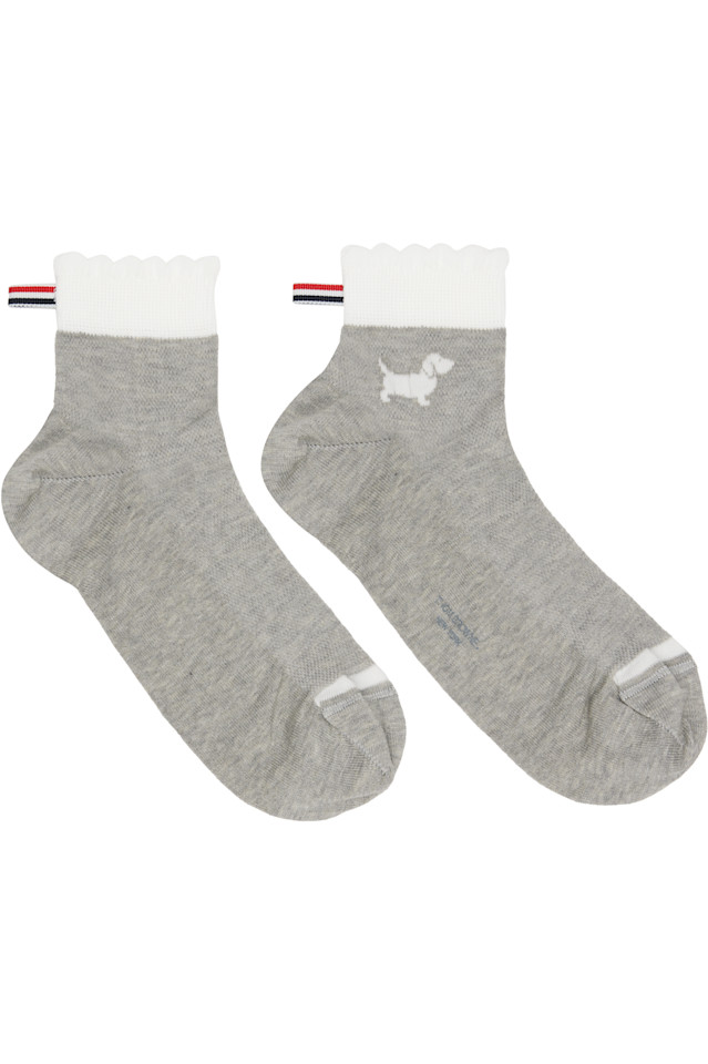 

Thom Browne Серые носки с ажурной вышивкой "Гектор"