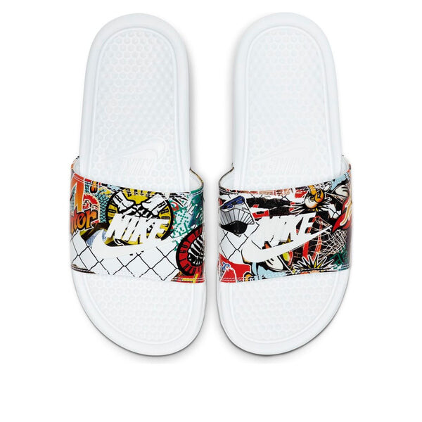 Тапочки benassi jdi print slide 'china hoop dreams' Nike, белый — фото 3